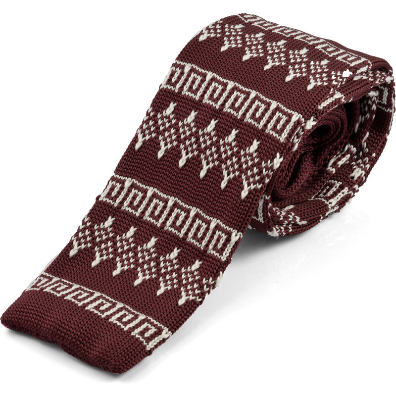 Trendhim Červená pletená kravata se vzorem W8-7-10096