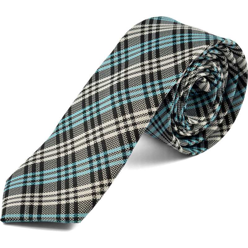 Trendhim Modro-bílá kostkovaná kravata B4-4-4977
