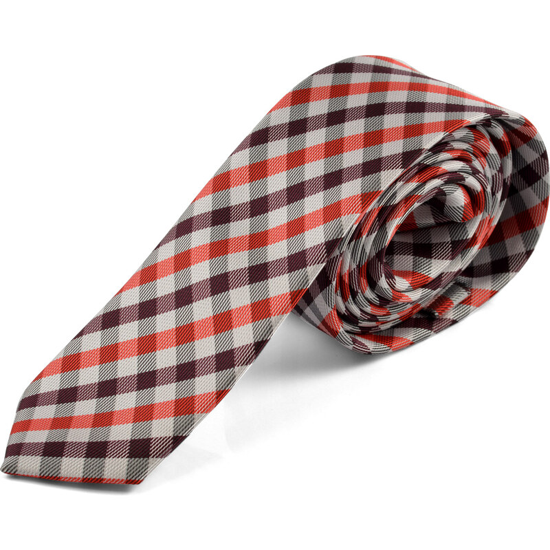 Trendhim Červeno-bílá kostkovaná kravata i4-1-2356