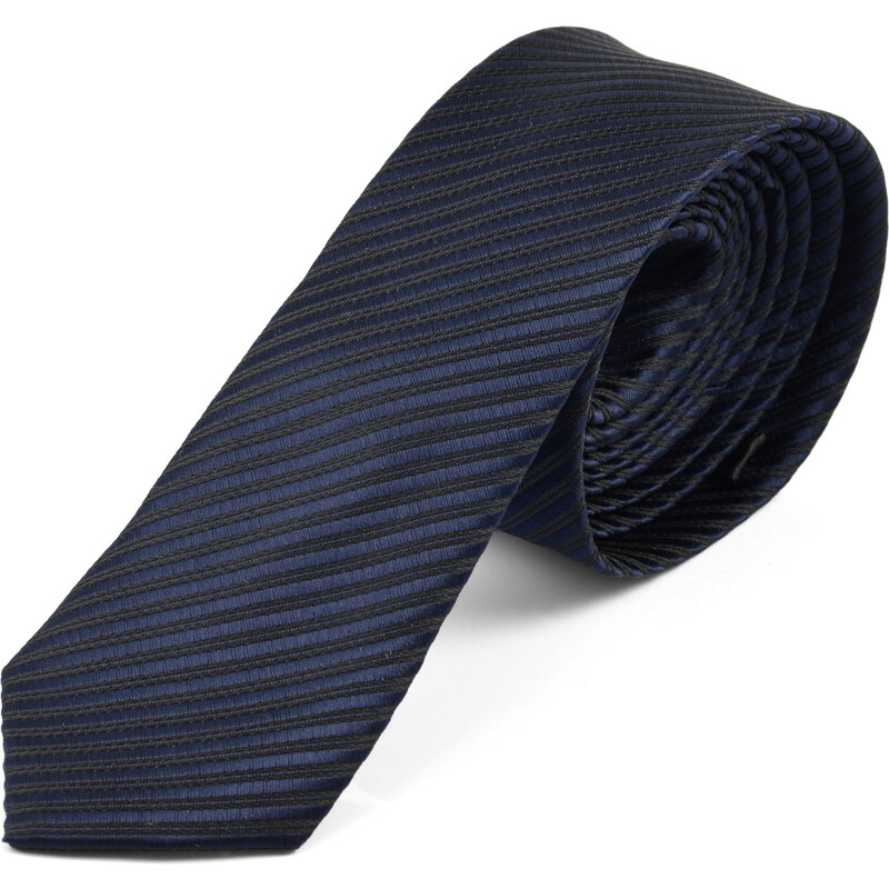 Trendhim Tmavě modrá pruhovaná kravata B5-2-4986