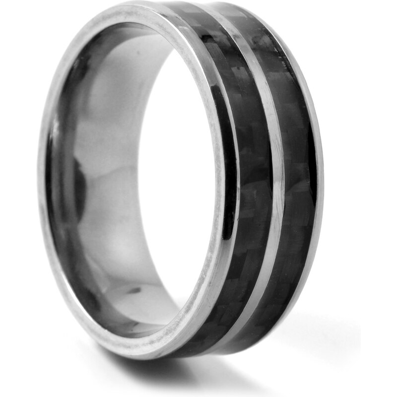 Trendhim Titanový prsten Two Line Carbon R2-7-8537