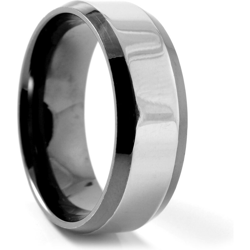 Trendhim Ocelový prsten Incline Black & Silver F10-4-2417