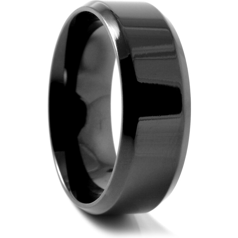 Trendhim Černý lesklý ocelový prsten Angular P2-1-7492