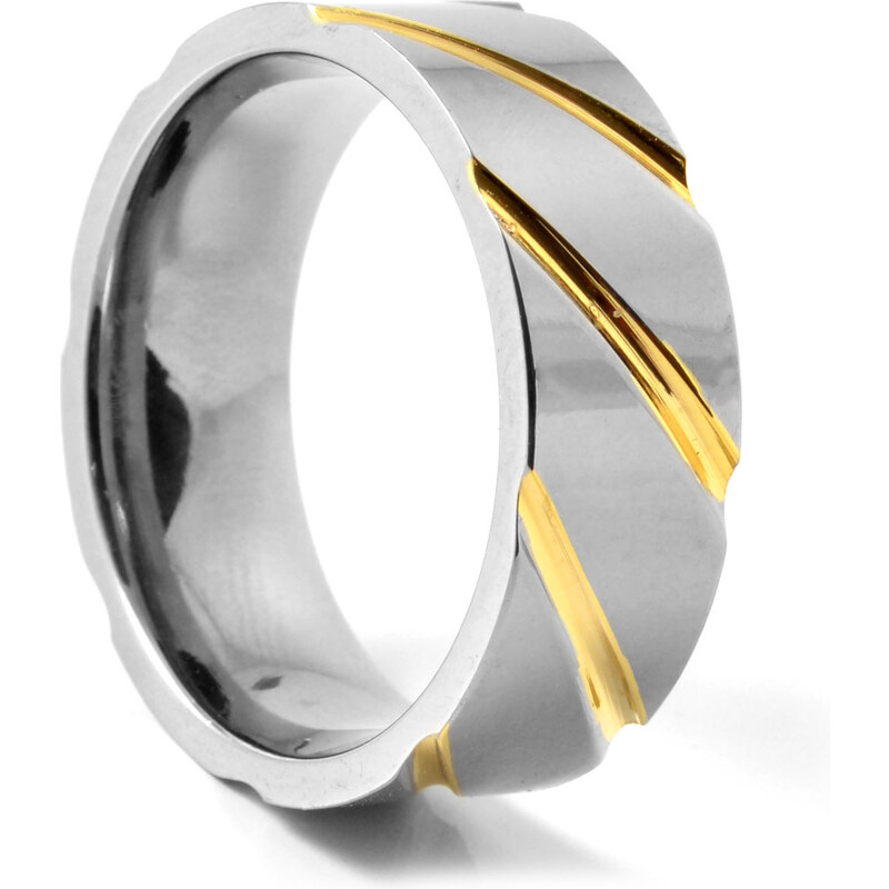 Trendhim Unikátní titanový prsten Silver & Gold G9-6-2429