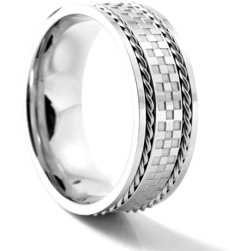Trendhim Ocelový prsten Silver Checkered Wire G10-7-2424