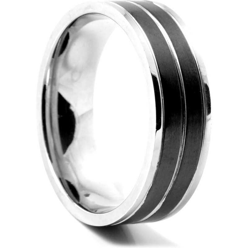 Trendhim Stylový ocelový prsten Black Stripes F9-6-2437