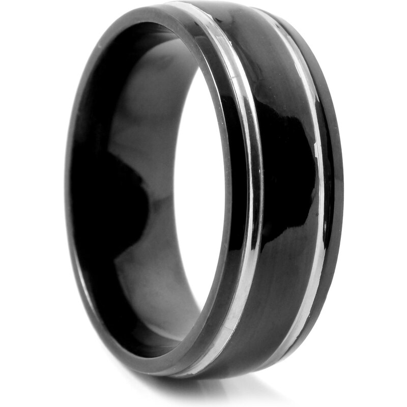 Trendhim Titanový prsten Black Two Line F9-6-2436