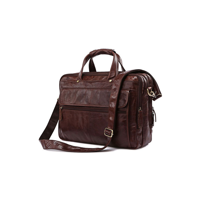 Delton Bags Hnědá prostorná kožená taška Cario Multi AJ11-2