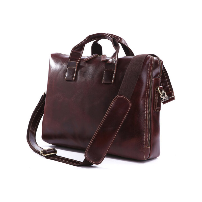 Delton Bags Moderní hnědá kožená taška P2-9-2896