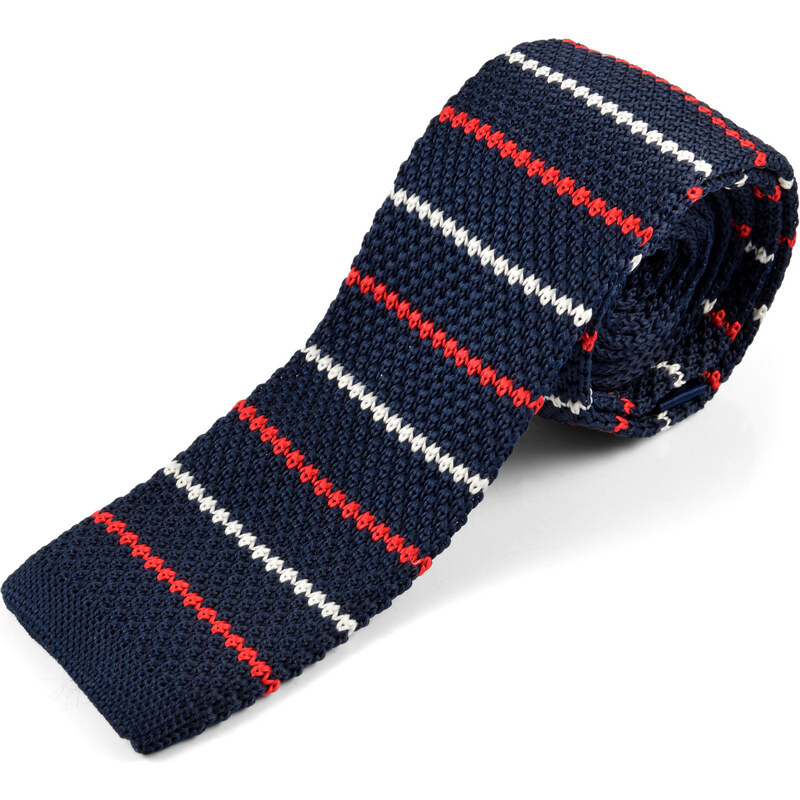 Trendhim Pletená kravata v námořnické modré s pruhy AB8-4-8386