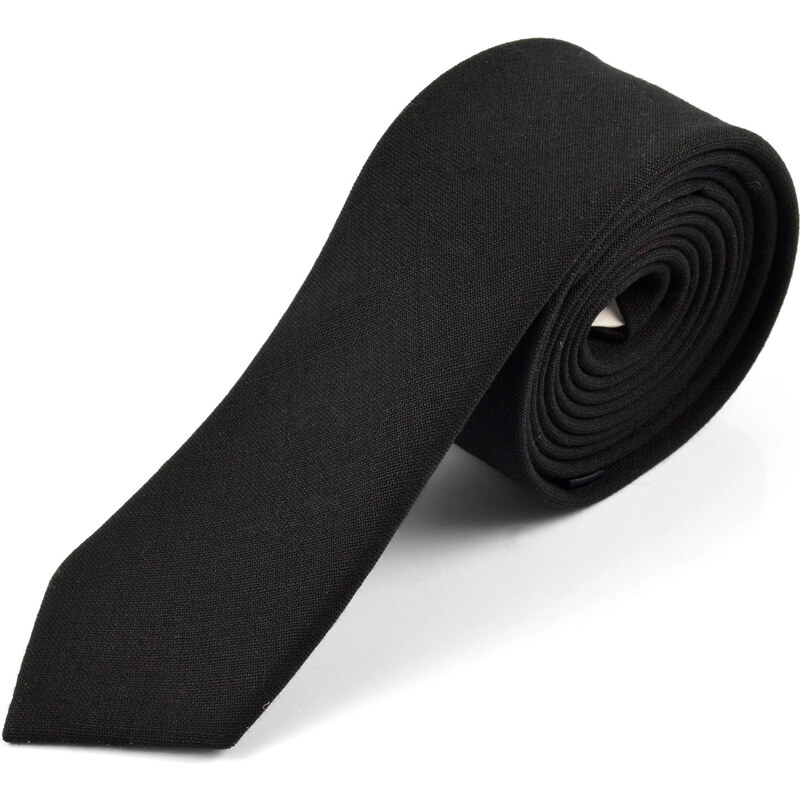 Trendhim Černá úzká vlněná kravata V8-7-8911