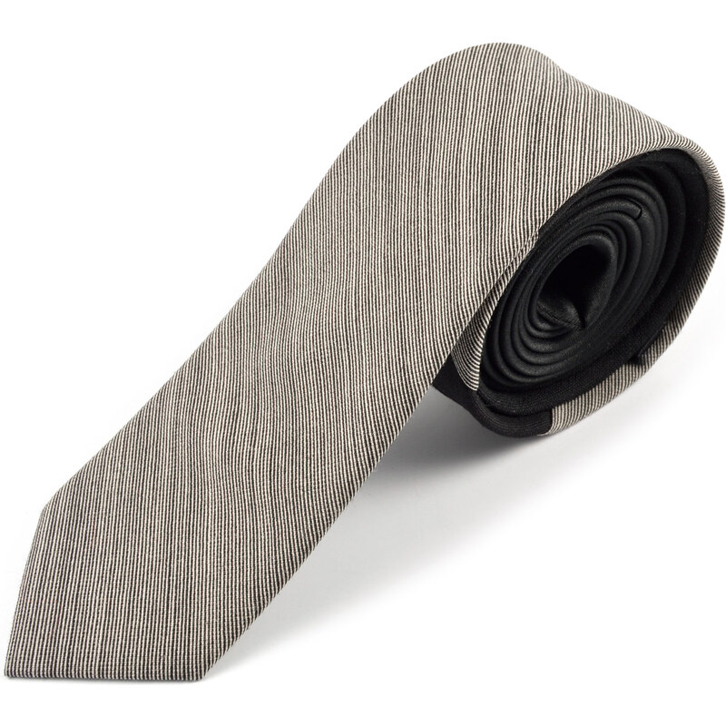 Trendhim Tmavě šedá vlněná kravata Designer A4-2-5922