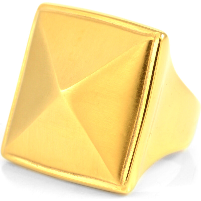 SteelCZ Zlatý ocelový prsten Pyramida H4-5-2760
