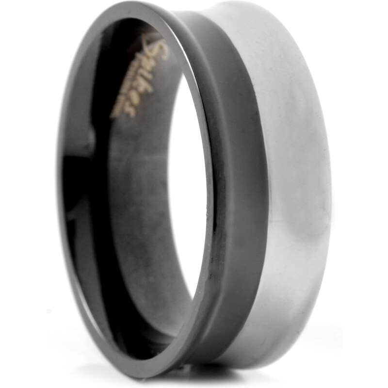Trendhim Černý ocelový prsten Curved one D4-5-6583