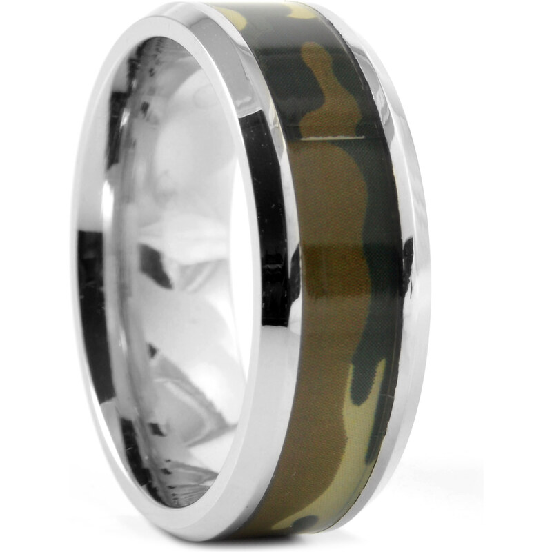 Trendhim Zelený ocelový prsten Camouflage E4-1-3136