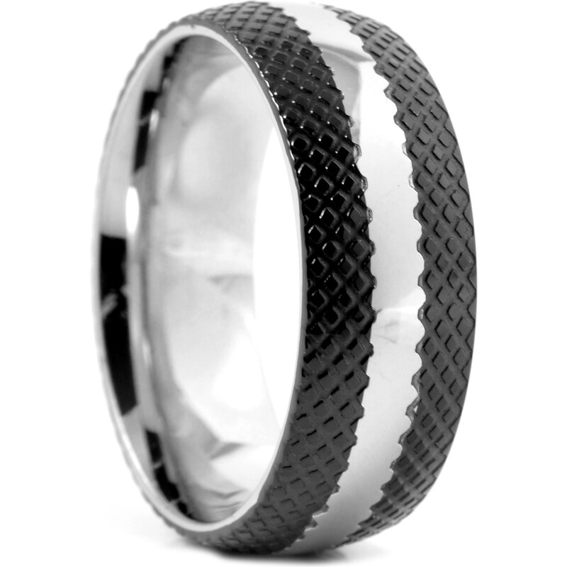 Trendhim Ocelový prsten Black Tire E4-1-3313
