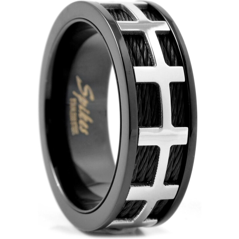 Trendhim Ocelový prsten Black Bars F8-4-3300