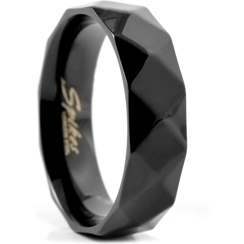Trendhim Ocelový prsten Black Angular Slim F8-5-3335