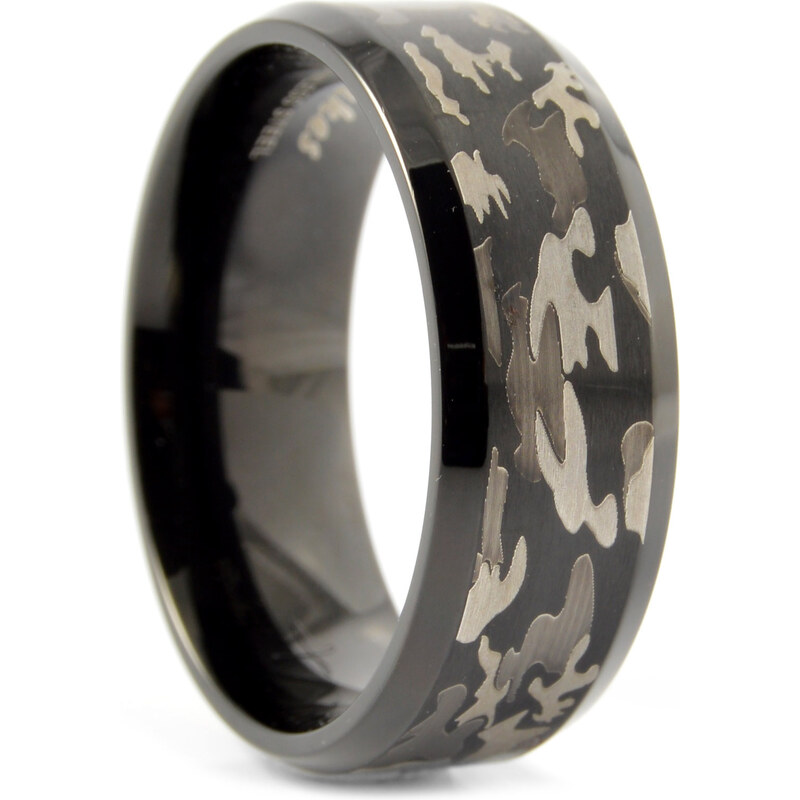 Trendhim Ocelový prsten Black Camouflage D8-6-6721
