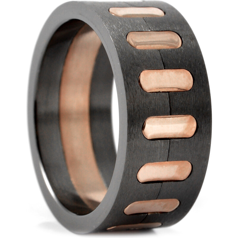Trendhim Růžovo-černý ocelový prsten O2-1-3150