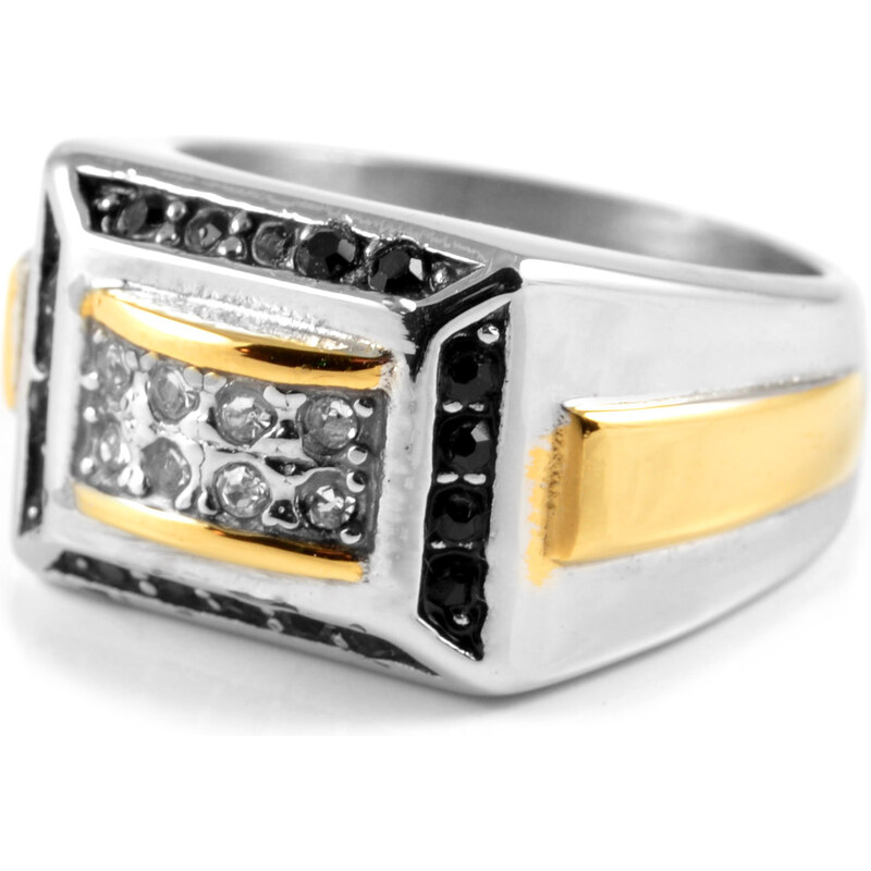 SteelCZ Ocelový prsten Kings Gold Zirconia P1-5-3334