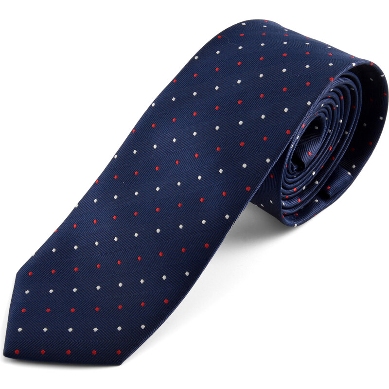 Trendhim Tmavě modrá kravata s puntíky P3-8-7806