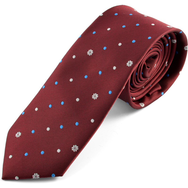 Trendhim Bordó kravata se vzorem AB7-7-7303