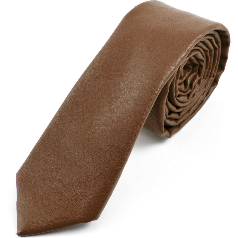 Trendhim Hnědá kožená kravata Camel AA3-4-3897
