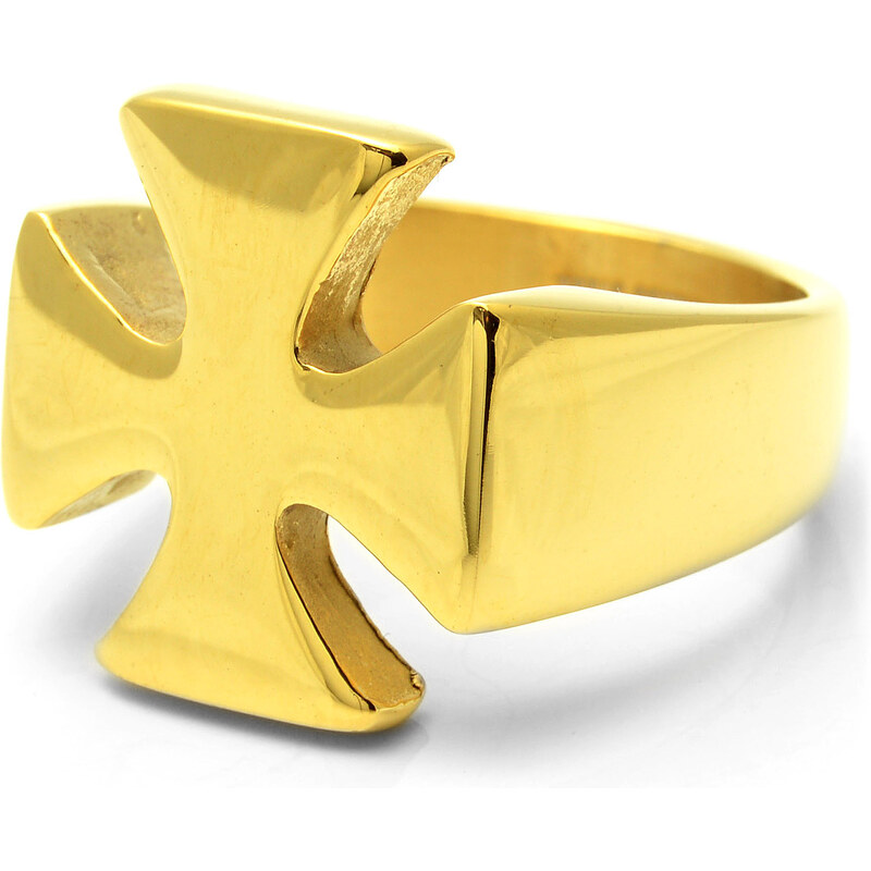 SteelCZ Zlatý ocelový prsten Knight´s Cross E3-1-4058