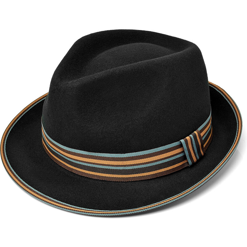Major Wear Černý klobouk Trilby s barevnou stuhou Wool Felt Trilby Hat
