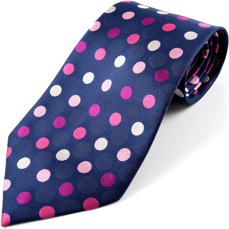 Trendhim Modrá puntíkovaná hedvábná kravata T12-3-9290