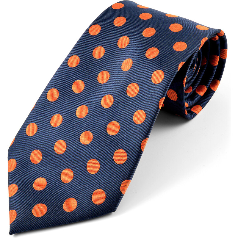 Trendhim Hedvábná kravata s oranžovými puntíky Q11-4-7958