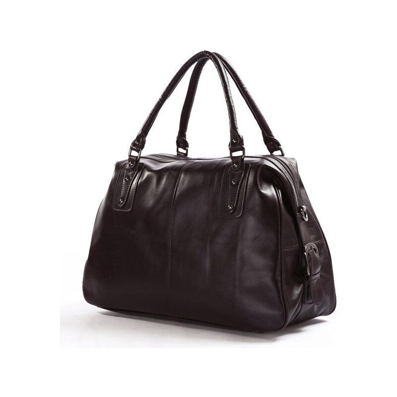 Delton Bags Víkendová kožená taška v tmavě hnědé barvě U1-8-4132