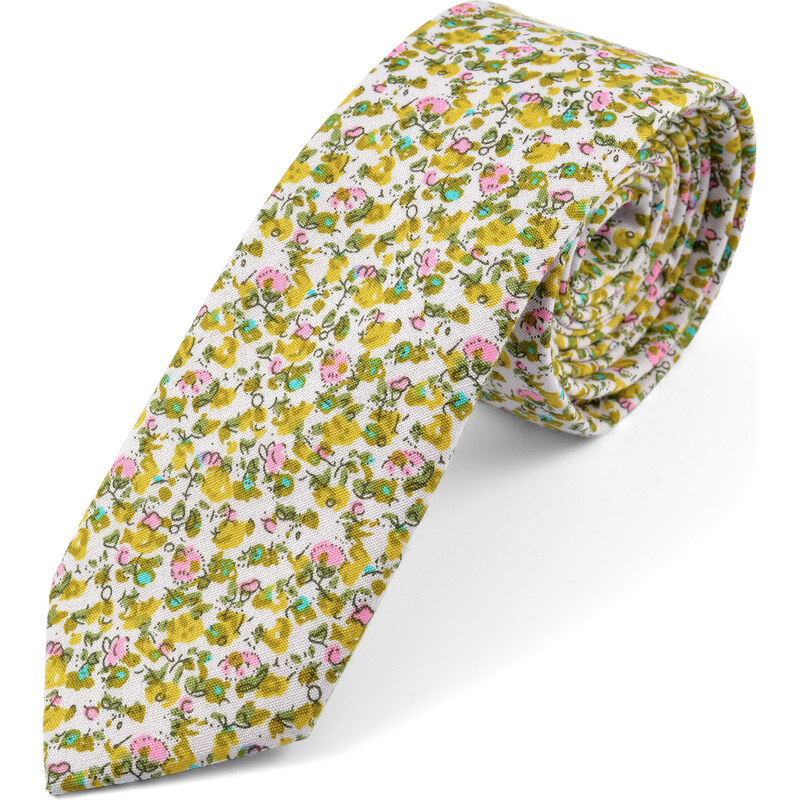 Trendhim Zelená kravata s květinovým vzorem U1-2-5061