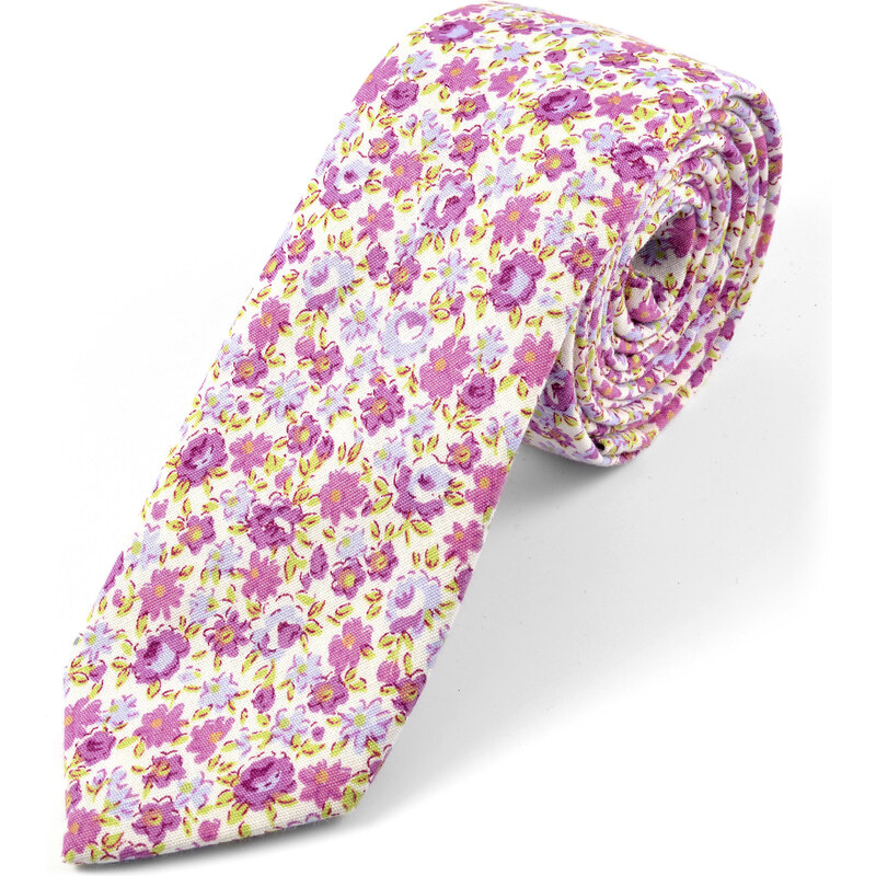 Trendhim Světle fialová kravata s květinovým vzorem AE8-1-8825