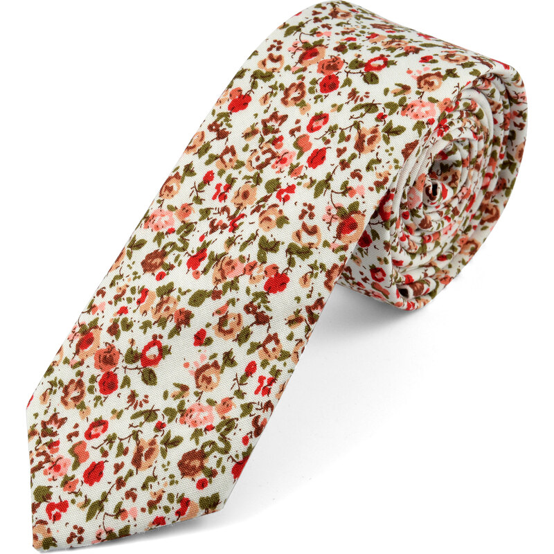 Trendhim Bavlněná kravata s červenými kvítky A14-2-8826