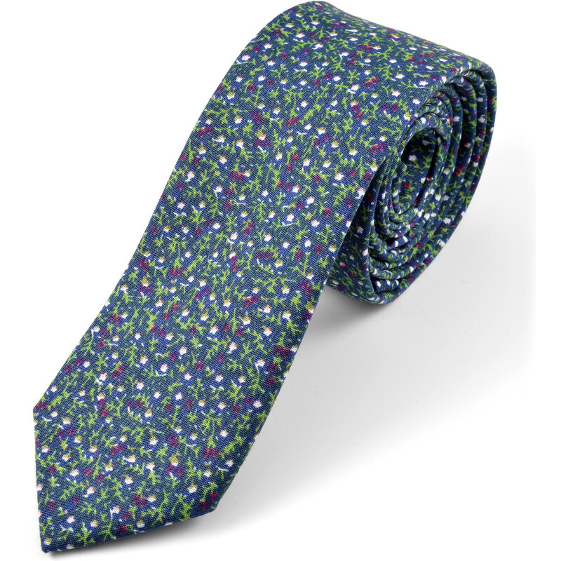 Trendhim Tmavě modrá bavlněná kravata se vzorem U1-3-6231