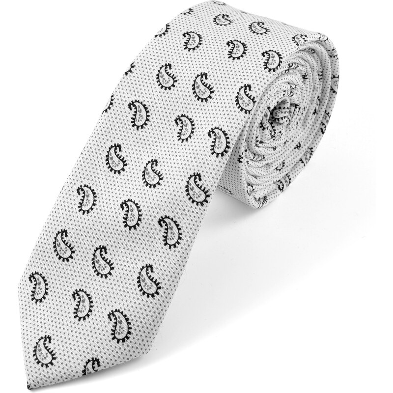 Trendhim Černo-šedá kravata s paisley vzorem U1-4-7214