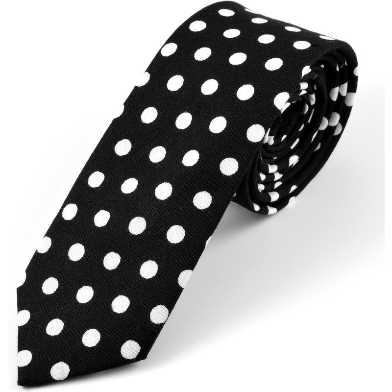 Trendhim Černo-bílá puntíkovaná kravata A14-3-8836