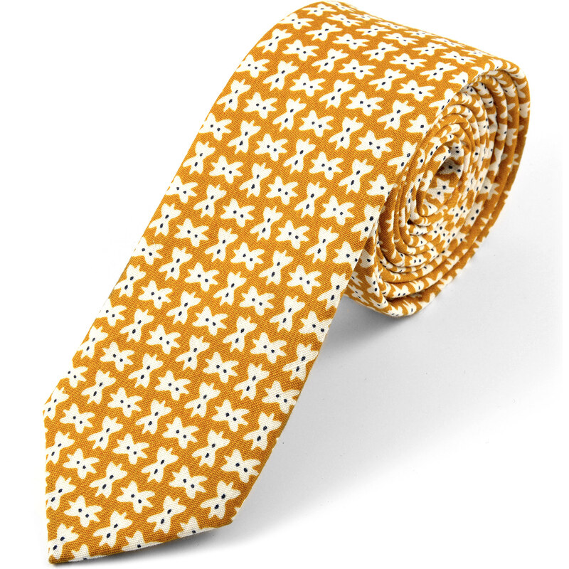 Trendhim Světle hnědá bavlněná kravata se vzorem A13-6-8844