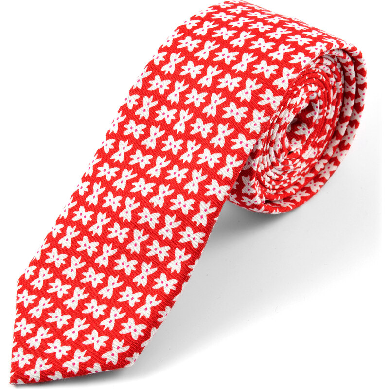 Trendhim Červená bavlněná kravata se vzorem U1-5-7370