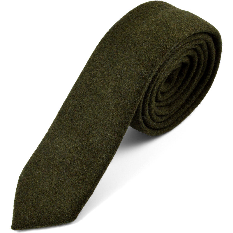 Trendhim Ručně vyrobená olivově zelená kravata W8-7-12185