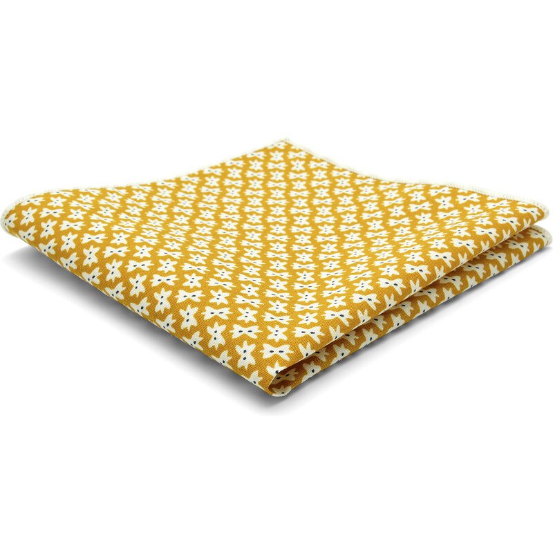 Trendhim Zlutý motýlkový design, bavlněný kapesníček do saka U3-6-6240