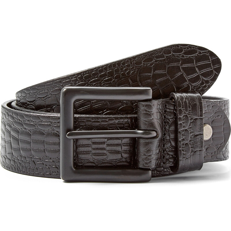 Trendhim Černý pásek s hadím vzorem LP2013027-1 black leather belt with snake details