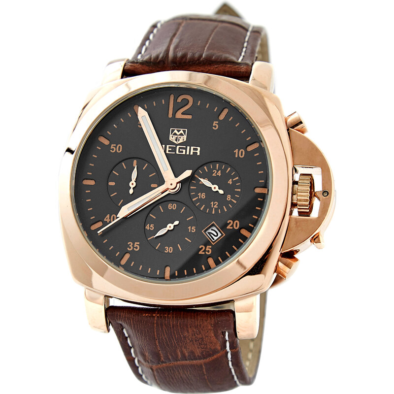 Megir Zlato-černé hodinky Pilot V7-8-7856