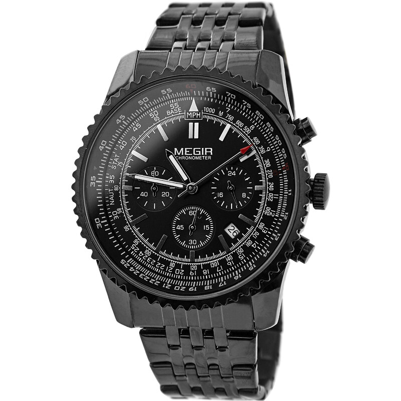 Megir Černé hodinky s mnoha funkcemi AA5-4-5203