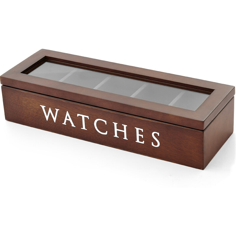 Trendhim Hnědý dřevěný box na 5 náramkových hodinek L6-3-10959