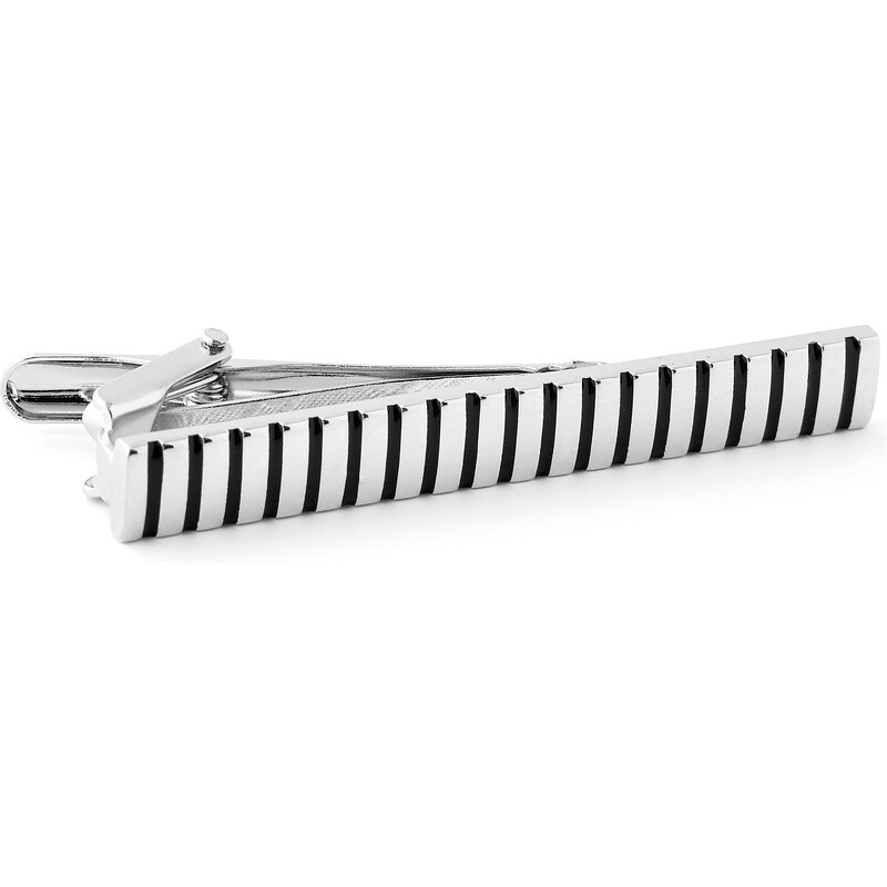 Trendhim Pruhovaná stříbrná kravatová spona i10-1-6824