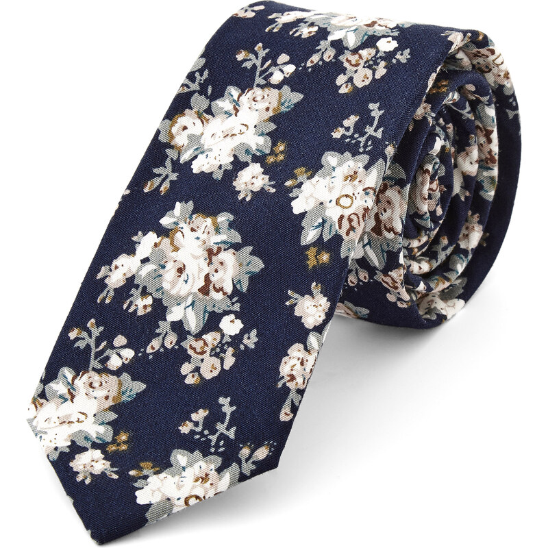 Trendhim Modro-bílá květinová kravata AE1-3-9486