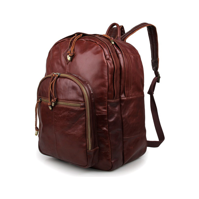 Delton Bags Kompaktní mahagonový kožený batoh V6-5-5482